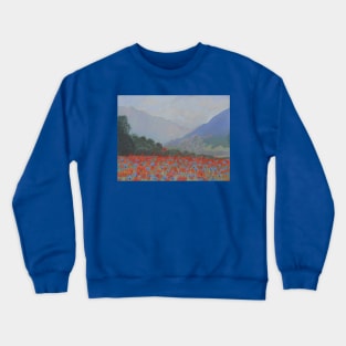 Red poppies in Swiss Alps in Maienfeld Crewneck Sweatshirt